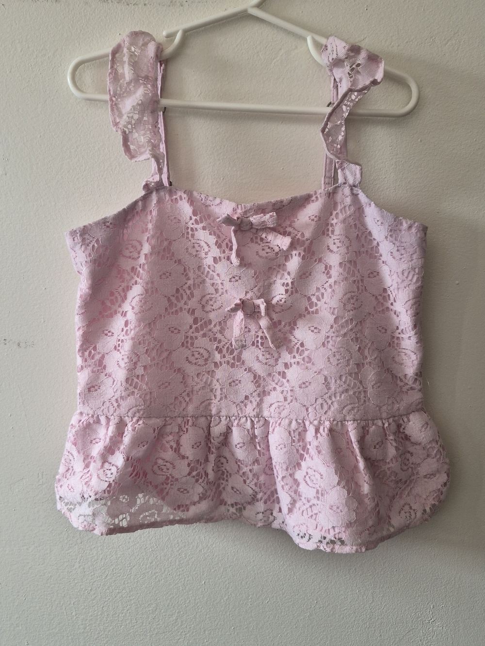 Abercrombie Kids Pink Lace Ruffle Peplum Cami